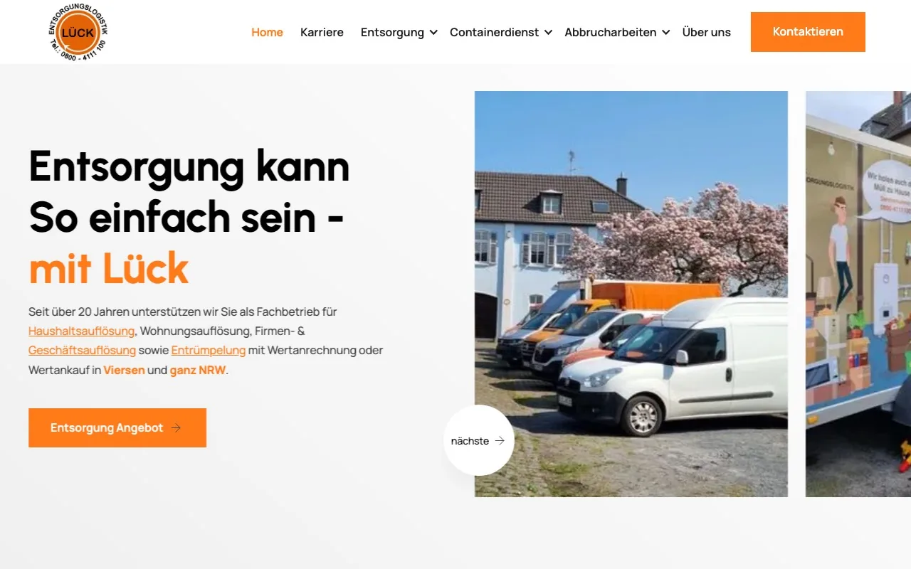 Website von Lück Entsorgungslogistik